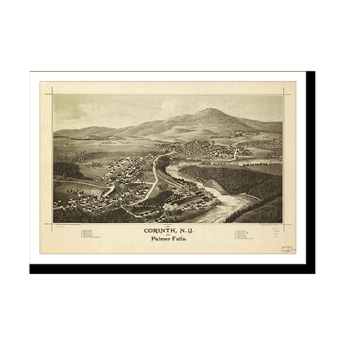 Panoramic Map - Corinth, New York, 1888 - Bird's Eye View Print