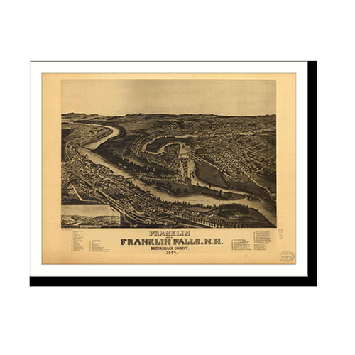 Panoramic Map - Franklin, New Hampshire, 1884 - Bird's Eye View Print