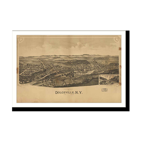 Panoramic Map - Dolgeville, New York, 1890 - Bird's Eye View Print