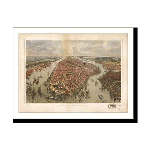 Panoramic Map - New York City, New York, 1865 - Bird's Eye View Print