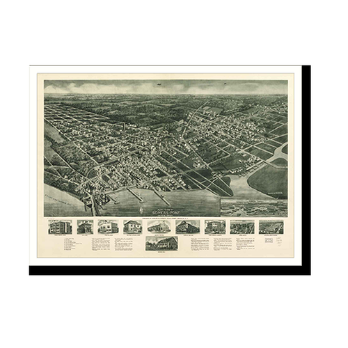 Panoramic Map - Somers Point, New Jersey, 1925 - Bird's Eye View Print