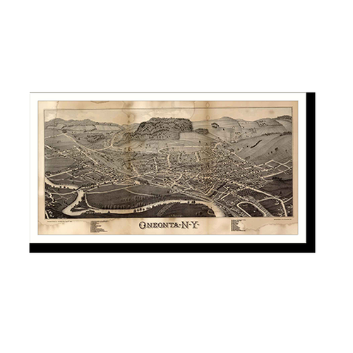 Panoramic Map - Oneonta, New York, 1884 - Bird's Eye View Print