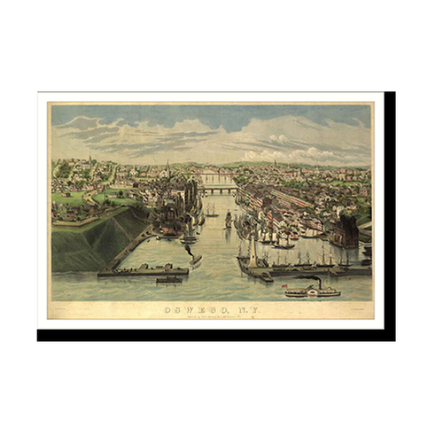 Panoramic Map - Oswego, New York, 1855 - Bird's Eye View Print