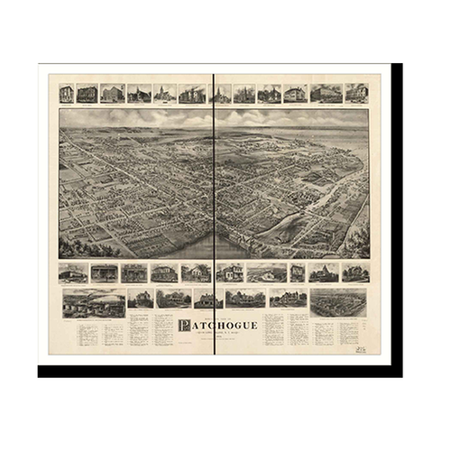 Panoramic Map - Patchogue, New York, 1906 - Bird's Eye View Print