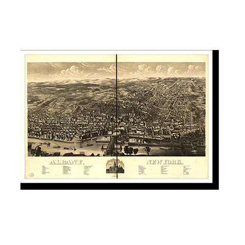 Panoramic Map - Albany, New York, 1879 - Bird's Eye View Print