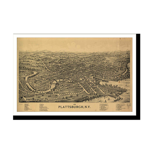 Panoramic Map - Plattsburgh, New York, 1899 - Bird's Eye View Print