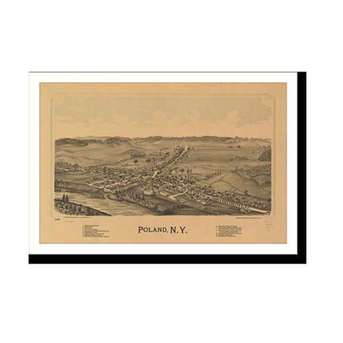 Panoramic Map - Poland, New York, 1890 - Bird's Eye View Print