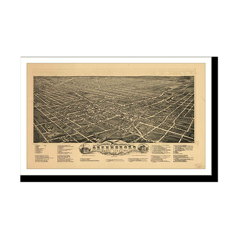 Panoramic Map - Greensboro, North Carolina, 1891 - Bird's Eye View Print