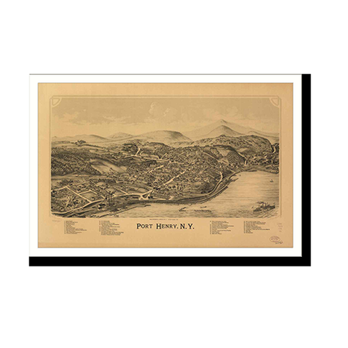 Panoramic Map - Port Henry, New York, 1889 - Bird's Eye View Print