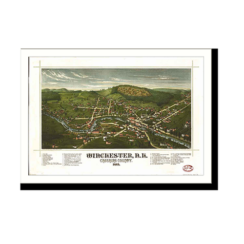 Panoramic Map - Winchester, New Hampshire, 1887 - Bird's Eye View Print