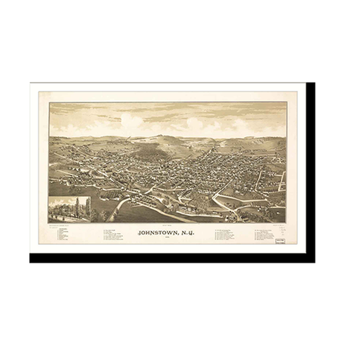 Panoramic Map - Johnstown, New York, 1888 - Bird's Eye View Print