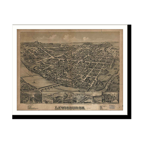 Panoramic Map - Lewisburg, Pennsylvania, 1884 - Bird's Eye View Print