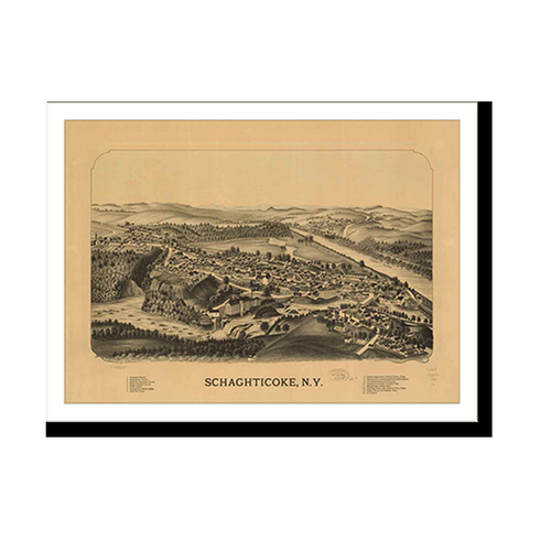 Panoramic Map - Schaghticoke, New York, 1889 - Bird's Eye View Print