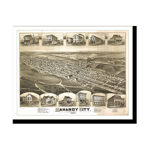 Panoramic Map - Mahanoy City, Pennsylvania, 1889 - Bird's Eye View Print