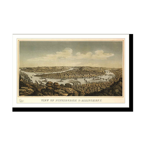 Panoramic Map - Pittsburgh, Pennsylvania, 1874 - Bird's Eye View Print