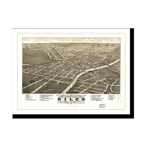 Panoramic Map - Niles, Ohio, 1882 - Bird's Eye View Print