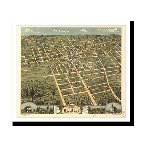 Panoramic Map - Corry, Pennsylvania, 1870 - Bird's Eye View Print