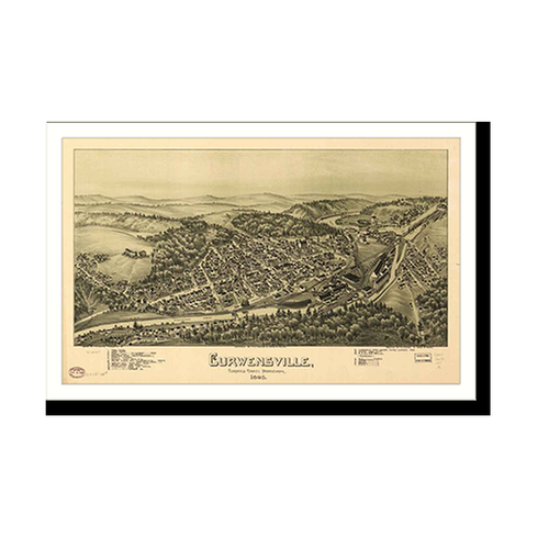 Panoramic Map - Curwensville, Pennsylvania, 1895 - Bird's Eye View Print