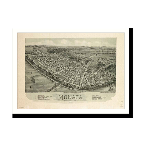 Panoramic Map - Monaca, Pennsylvania, 1900 - Bird's Eye View Print