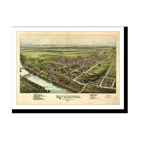 Panoramic Map - Royersford, Pennsylvania, 1893 - Bird's Eye View Print