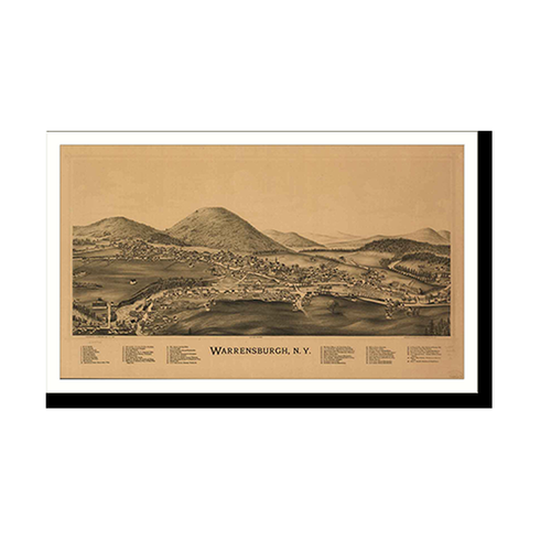 Panoramic Map - Warrensburgh, New York, 1891 - Bird's Eye View Print
