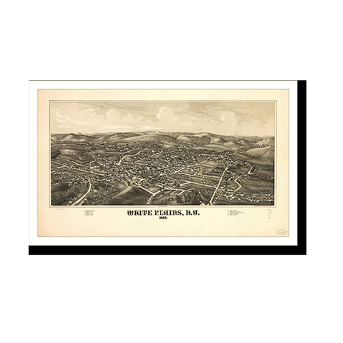 Panoramic Map - White Plains, New York, 1887 - Bird's Eye View Print