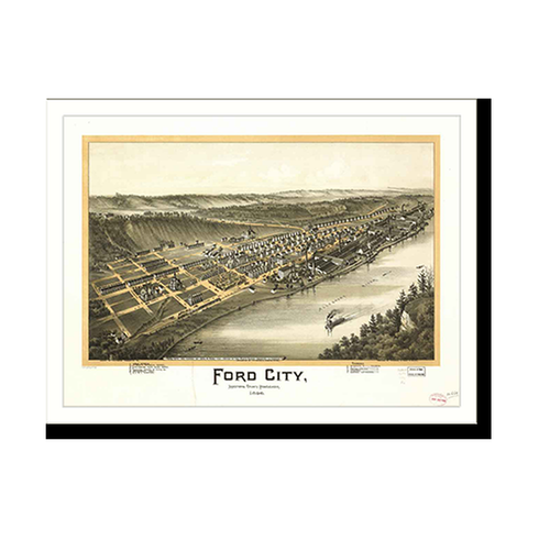 Panoramic Map - Ford City, Pennsylvania, 1896 - Bird's Eye View Print
