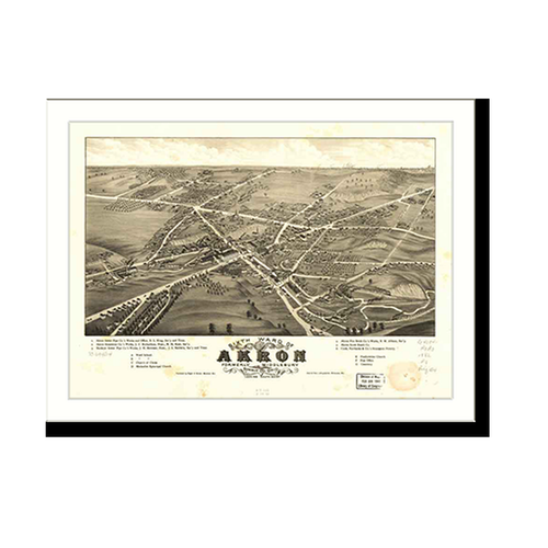 Panoramic Map - Akron, Ohio, 1882 - Bird's Eye View Print