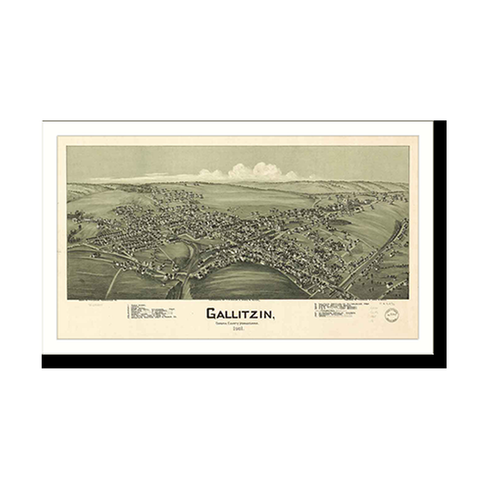 Panoramic Map - Gallitzin, Pennsylvania, 1901 - Bird's Eye View Print