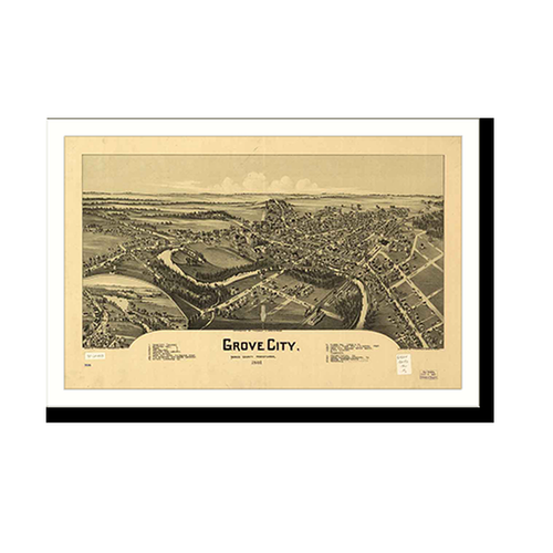 Panoramic Map - Grove City, Pennsylvania, 1901 - Bird's Eye View Print