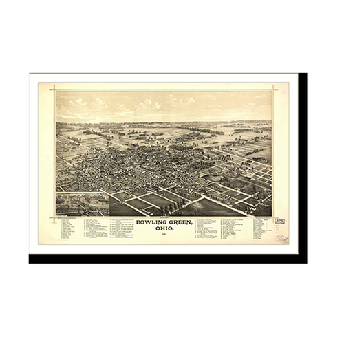 Panoramic Map - Bowling Green, Ohio, 1888 - Bird's Eye View Print
