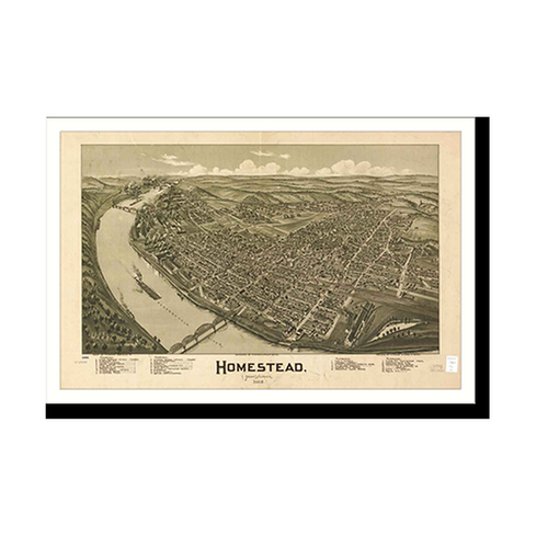 Panoramic Map - Homestead, Pennsylvania, 1902 - Bird's Eye View Print