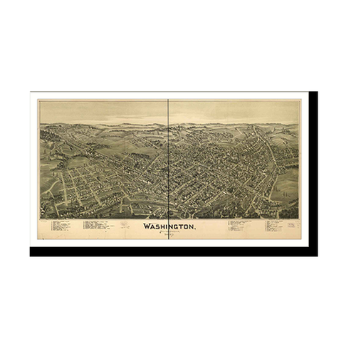 Panoramic Map - Washington, Pennsylvania, 1897 - Bird's Eye View Print