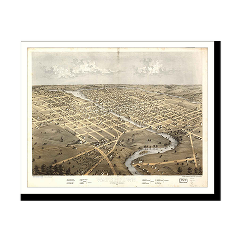 Panoramic Map - Watertown, Wisconsin, 1867 - Bird's Eye View Print