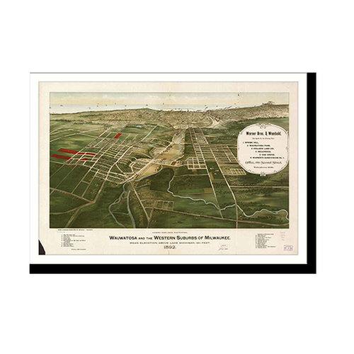 Panoramic Map - Wauwatose, Wisconsin, 1892 - Bird's Eye View Print
