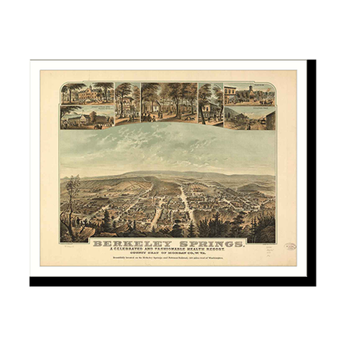 Panoramic Map - Berkeley Springs, West Virginia, 1889 - Bird's Eye View