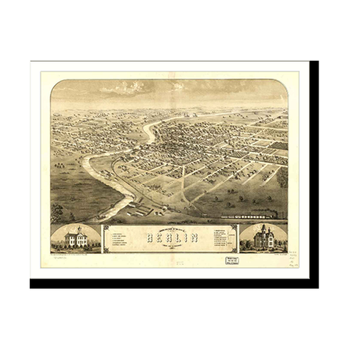 Panoramic Map - Berlin, Wisconsin, 1867 - Bird's Eye View Print