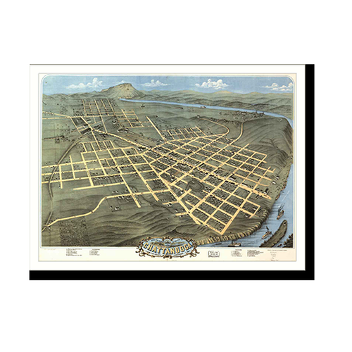 Panoramic Map - Chattanooga, Tennessee, 1871 - Bird's Eye View Print