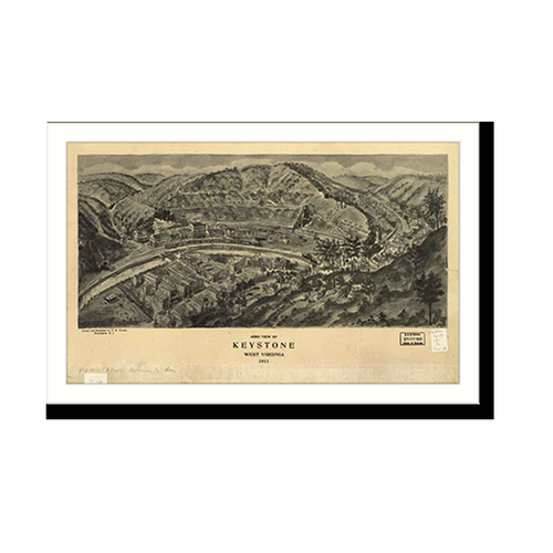 Panoramic Map - Keystone, West Virginia, 1911 - Bird's Eye View Print