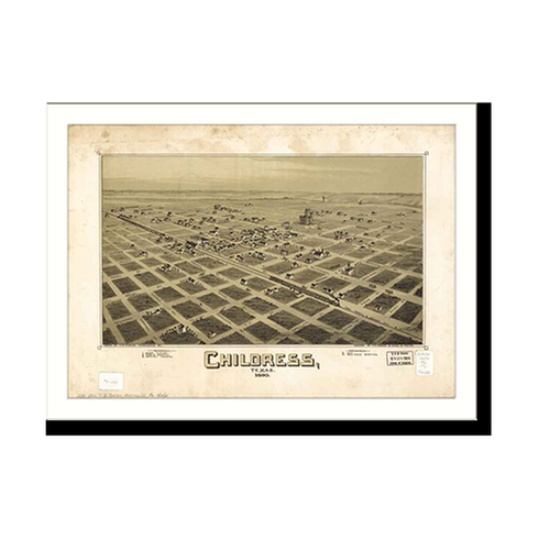 Panoramic Map - Childress, Texas, 1890 - Bird's Eye View Print