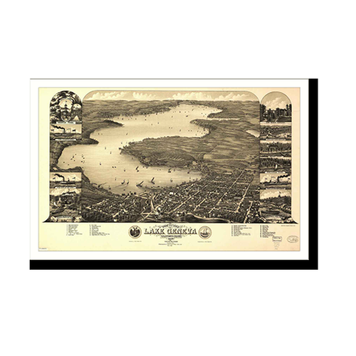 Panoramic Map - Lake Geneva, Wisconsin, 1882 - Bird's Eye View Print