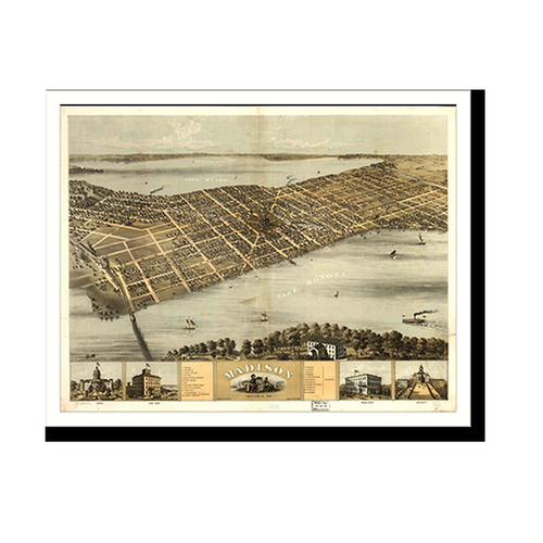 Panoramic Map - Madison, Wisconsin, 1867 - Bird's Eye View Print