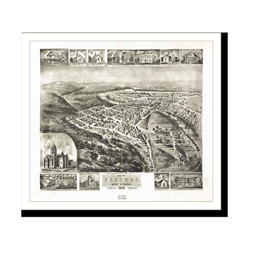 Panoramic Map - Parsons, West Virginia, 1905 - Bird's Eye View Print