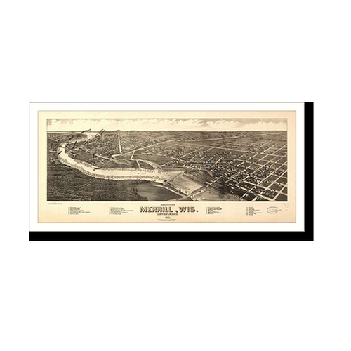 Panoramic Map - Merril, Wisconsin, 1883 - Bird's Eye View Print