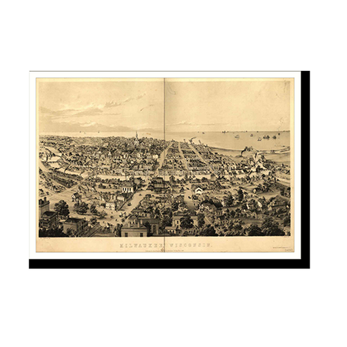 Panoramic Map - Milwaukee, Wisconsin, 1854 - Bird's Eye View Print