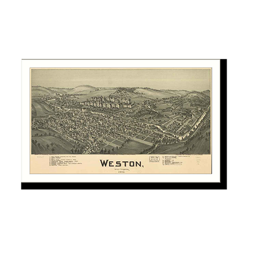 Panoramic Map - Weston, West Virginia, 1900 - Bird's Eye View Print