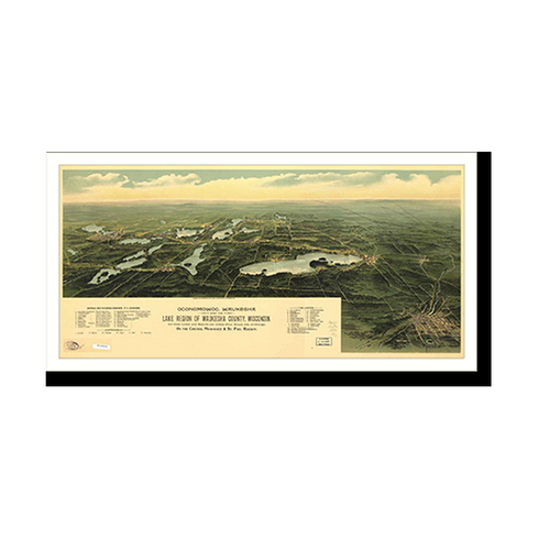 Panoramic Map - Oconomowoc Waukesha, Wisconsin, 1885 - Bird's Eye View