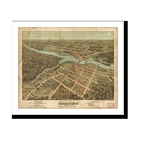 Panoramic Map - Peshtigo, Wisconsin, 1871 - Bird's Eye View Print
