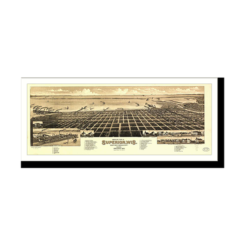 Panoramic Map - Superior, Wisconsin, 1883 - Bird's Eye View Print