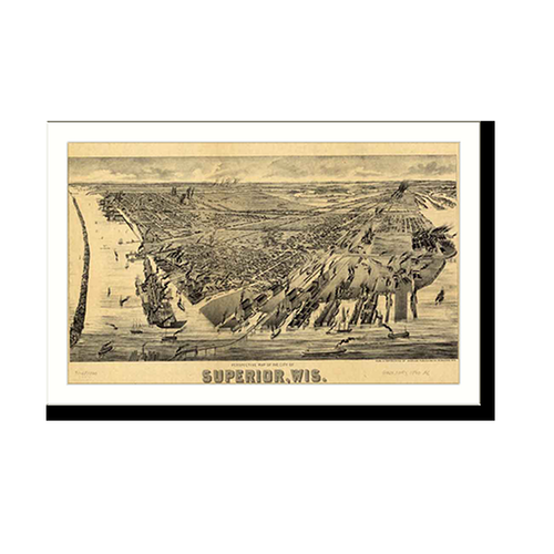 Panoramic Map - Superior, Wisconsin, 1890 - Bird's Eye View Print
